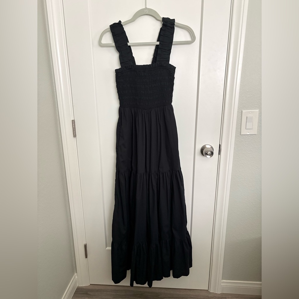 Abercrombie Smocked Bodice Easy Maxi Dress Black
